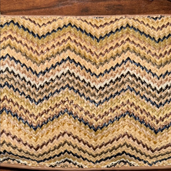 NWT Joy Susan Tan and Black Chevron Clutch - Picture 2 of 7
